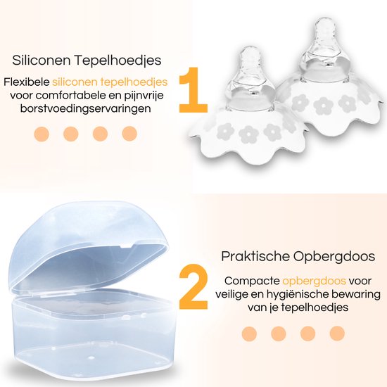 JGR - Tepelhoedjes - 2 Stuks - Contact Tepelbeschermer - Borstvoeding Aanlegproblemen. van JGR — afbeelding 3