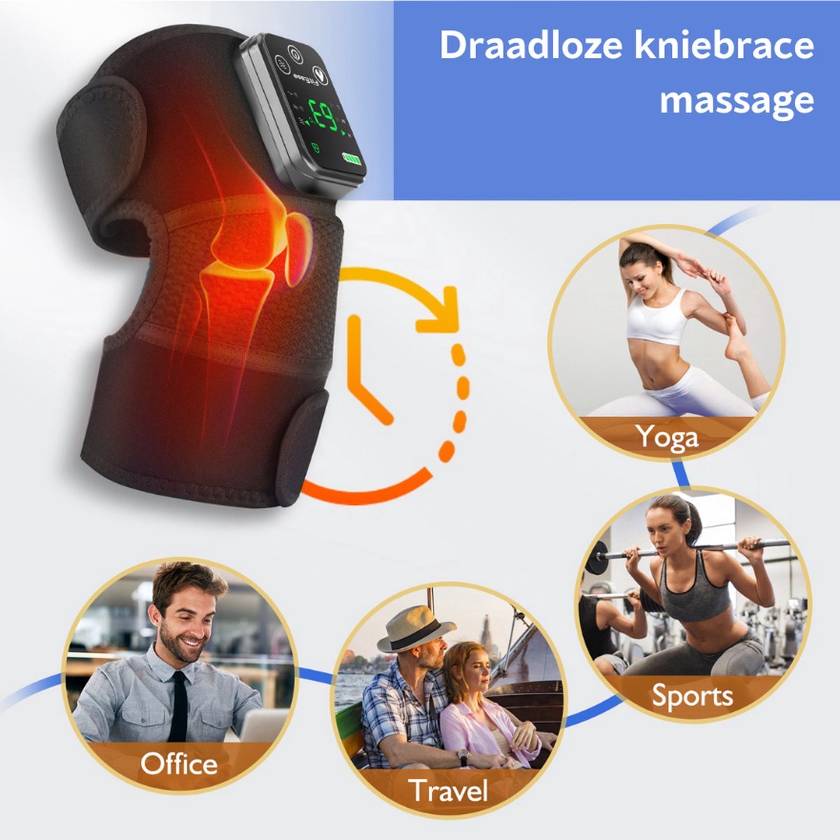 Luxuriq® Kniebrace Massage Apparaat met 4000mAh Batterij - afbeelding 2