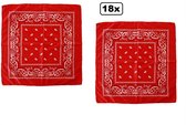 18x Zakdoek rood met motief 53 x 53 cm - zakdoek bandana boeren carnaval feest sjaal