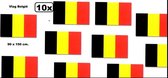 10x Vlag Belgie 90 x 150 cm - EK Sport voetbal thema feest landen festival vlag 90cm x 150cm rode duivels