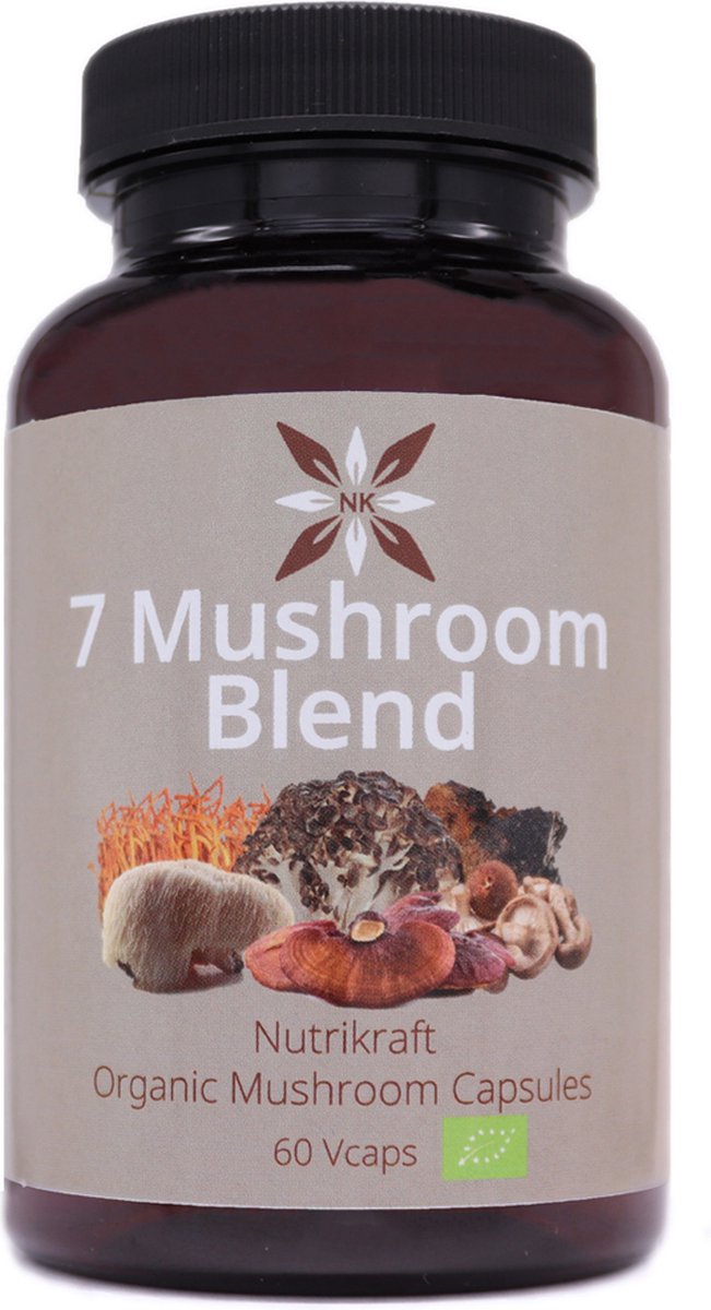 Nutrikraft - 7 Paddenstoelen Caps Bio 625mg 60 Caps - Pot 60 Capsules - Nutrikraft