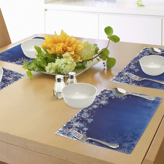 Set de 4 sets de New imprimés flocons de neige pour table à manger, lavables et antidérapants.