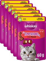 Bol.com Whiskas Kattensnacks - Temptations Snoepjes - Rund - 6x60g aanbieding
