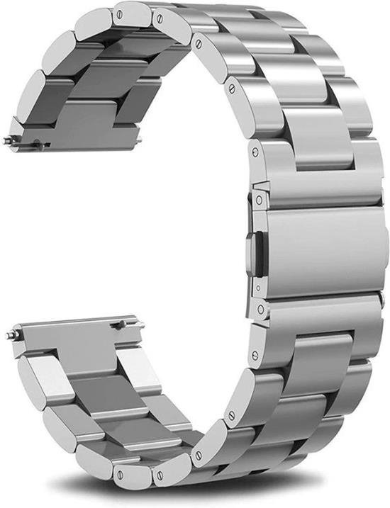 22mm Zilver kleurig Oyster Horlogeband van RVS316L | Universeel geschikt voor Samsung, Huawei, Ticwatch, Amazfit, en Honor smartwatches en analoge horloges | Populair voor Seiko, Casio en Fossil modellen