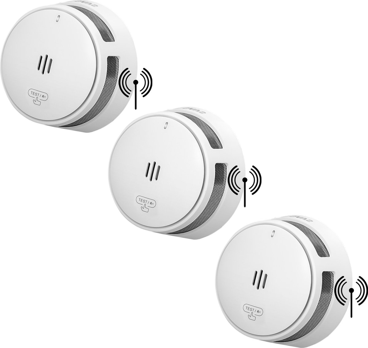 SAVS S10-W Draadloos koppelbare rookmelder - 3 Rookmelders - LinkSmart® - 10 jaar batterij - Optioneel WiFi - Infrarood sensor - Koppelbaar brandalarm