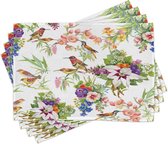 Set de 4 sets de table à manger motif floral exotique New Bed, tissu lavable avec envers antidérapant