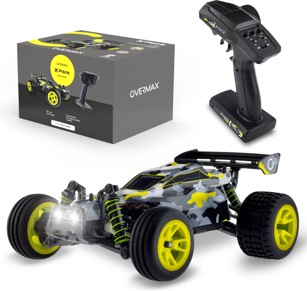Overmax X-Pace - Bestuurbare Auto - 2 accu’s - 30 km/u - 4x4 - 1:18 - Bereik 100m - Onafhankelijke vering - LED’s - Offroad RC Auto Volwassenen & Kinderen - Afstandsbestuurbare Auto voor Buiten — afbeelding 3