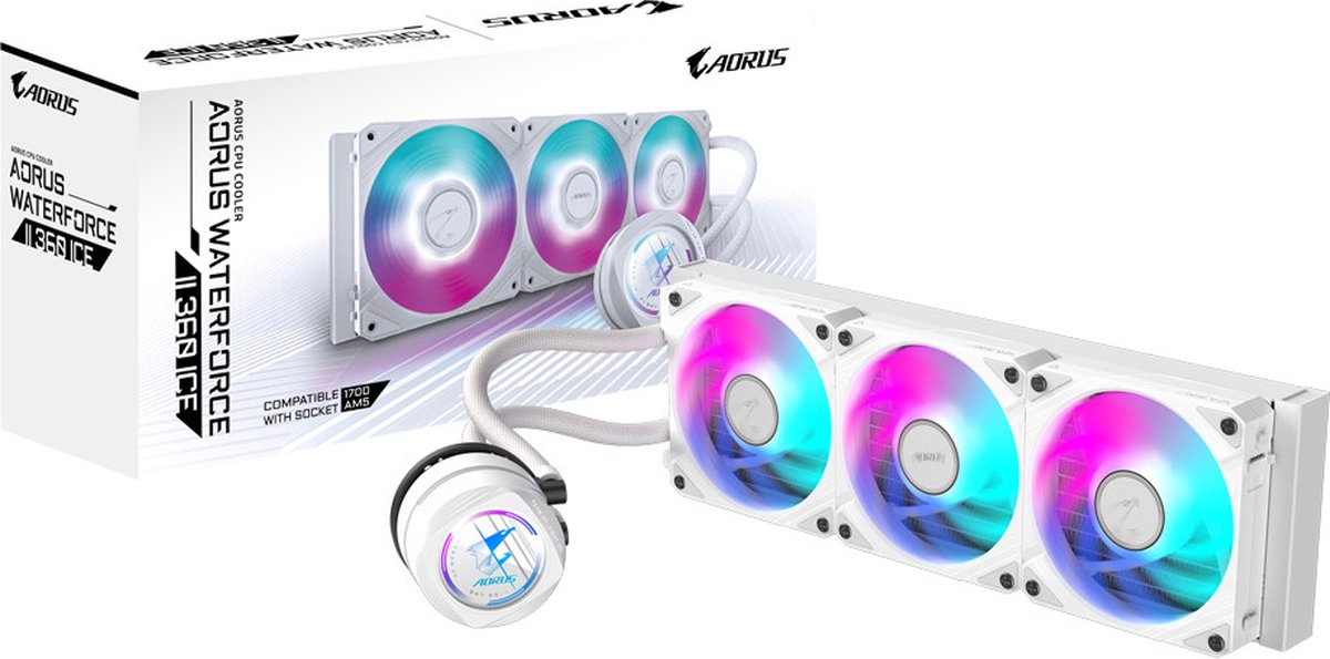 GIGABYTE AORUS WATERFORCE II 360 ICE Processor Alles-in-één vloeistofkoeler 12 cm Wit