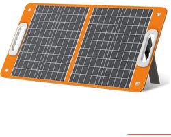 Zonnepaneel - Zonnepanelen Compleet Pakket - Zonnepaneel Opvouwbaar - Zonnepaneel Camper - 18V - 60W Opvouwbaar Zonnepaneel - Draagbare Zonnelader met DC-Uitgangen - 2 USB-Uitgangen - Oranje