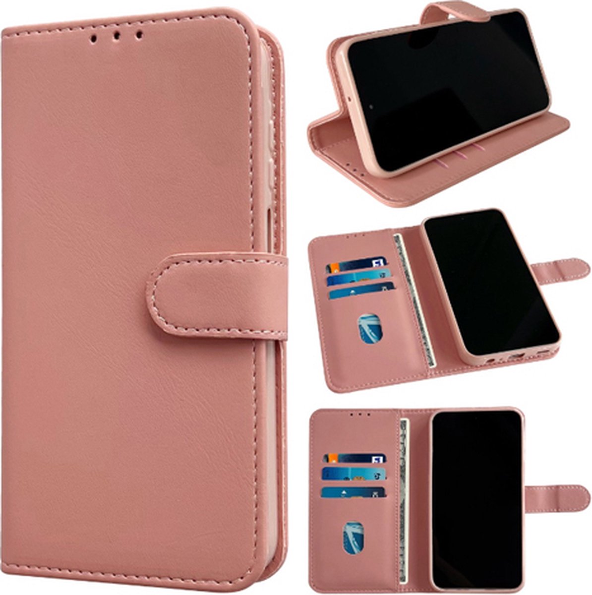 Telefoonhoesje Geschikt voor Samsung A35 / Samsung A55 Fashion Bookcase - Roze - Ruimte voor 3 pasjes