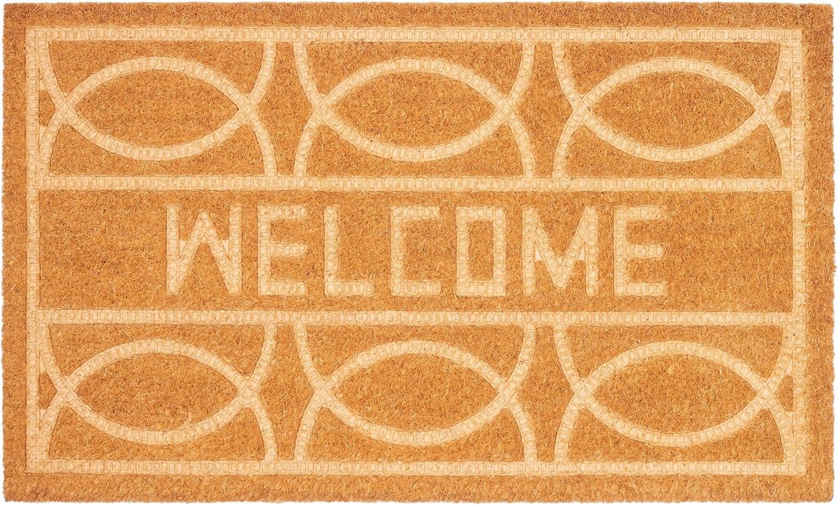 BRUBAKER Welcome Deurmat voor buiten en binnen, 45 x 75 cm, vuilvangmat van 100% kokos, 3D-voetveger, weerbestendig en antislip, antislip deurmat voor voordeur en ingang, bruin