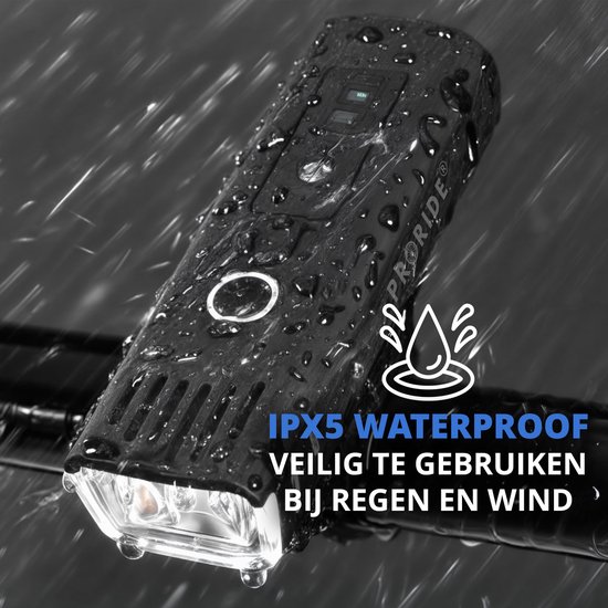 Proride® Fietslampjes Set LED - Voorlicht en Achterlicht - Wit en Rood - Fietsverlichting - USB Oplaadbaar - Fietslicht - Waterdicht - Racefiets - Mountainbike van Proride — afbeelding 5