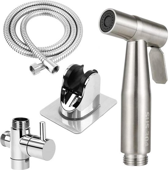 Foto: Handheld bidet sproeier kit voor toilet rvs slang en houder g1 2 inch klep huisdier badkamer toilet reiniging persoonlijke hygi ne