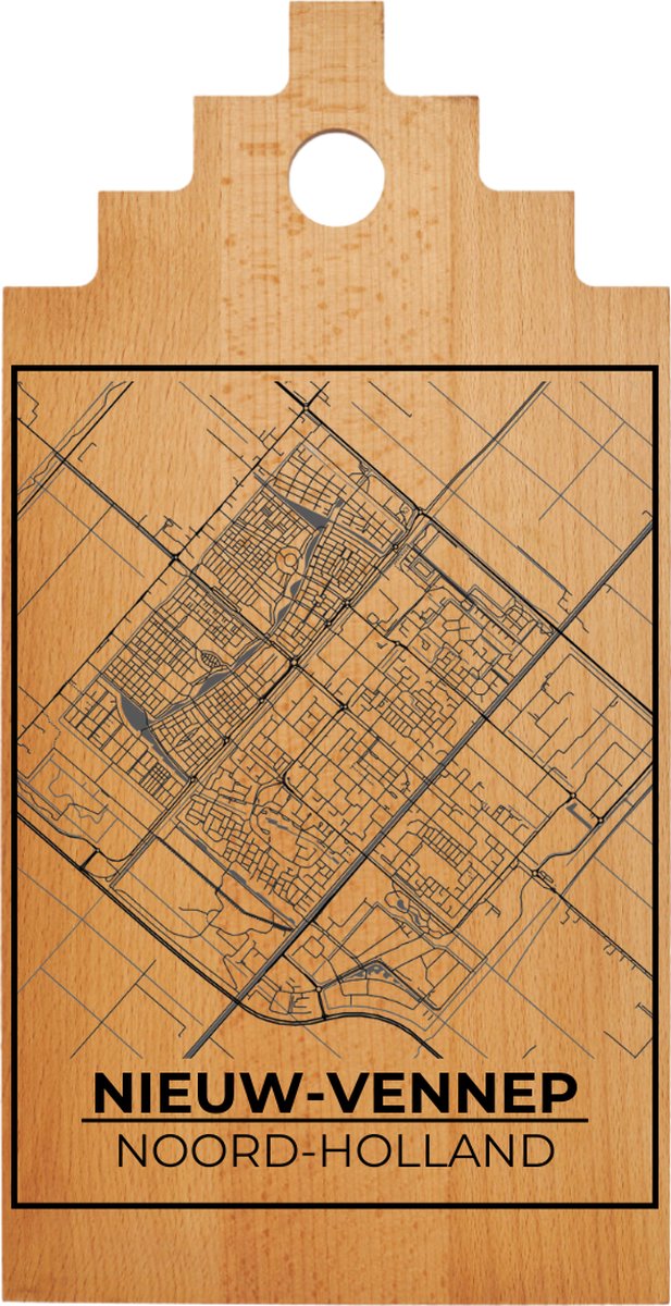 JM Woods - Borrelplank - Serveerplank - Hapjesplank - Kaasplank - Plattegrond - NIEUW-VENNEP - Gepersonaliseerd - Cadeau tip!