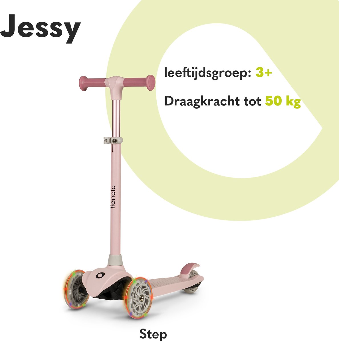 Lionelo Jessy Kinderstep - step 3 wielen - leeftijdsgroep 3+ - max 50kg - LED verlichting in de wielen - hoogte verstelbaar 65-70-75-80 cm — afbeelding 7