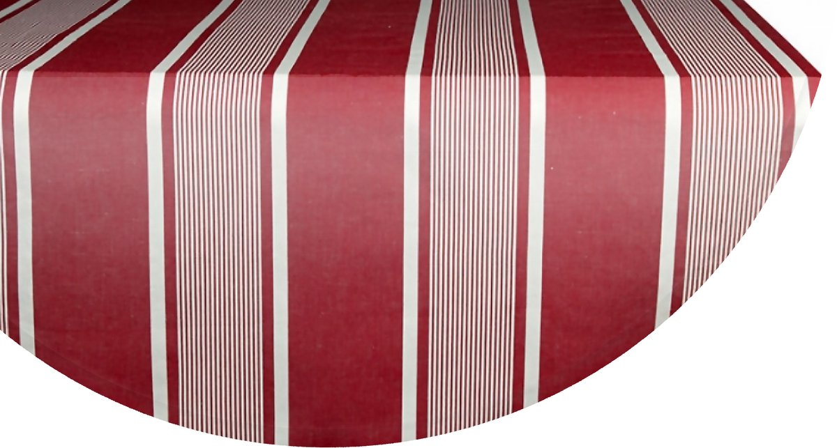 Kleurmeester.nl | Rond tafelkleed rood wit met coating - Katoen | ø 120 cm | tafellinnen