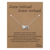 Letter B ketting op Cadeau Kaartje - Jouw initiaal, jouw verhaal - 45cm Zilverkleurig Stainless Steel - Initiaal & Hartje Hanger - Pax Amare