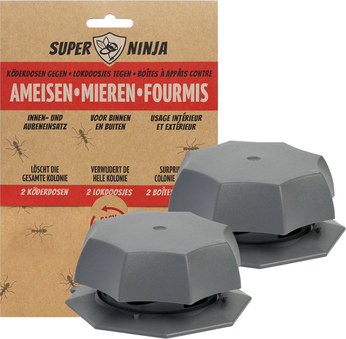 Super Ninja Mierenlokdoos - Ecologisch, Veilig en Effectief Mieren Bestrijden - 2 Mierenlokdoosjes - Voor Binnen en Buiten - Verwijdert Snel de Hele Kolonie - Werkzaam tot 4 weken op Prijzenvolger.com