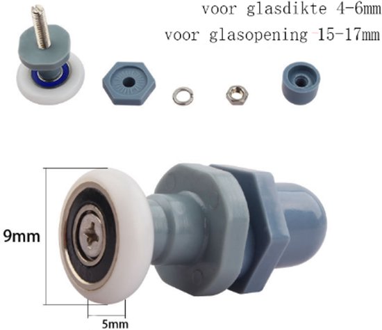 8 Stuks Douchedeurwieltjes 23 Mm – Voor Glas 4-6 Mm, Geluidsarm, Roestvrij Staal + ABS, Eenvoudig Te Monteren, Voor Schuifdeuren