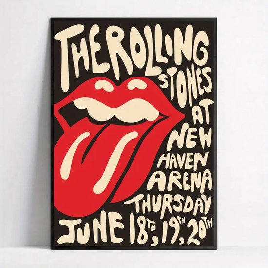 Canvasposter - Muziekposter - Rolling Stones - Live at new Haven - Vintage - Rockposter - Rockband - zonder lijst - 40x60cm - Trendy