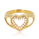 Bague cœur dorée et perles My Bendel - Design Elegant et étincelant - Coffret cadeau de luxe