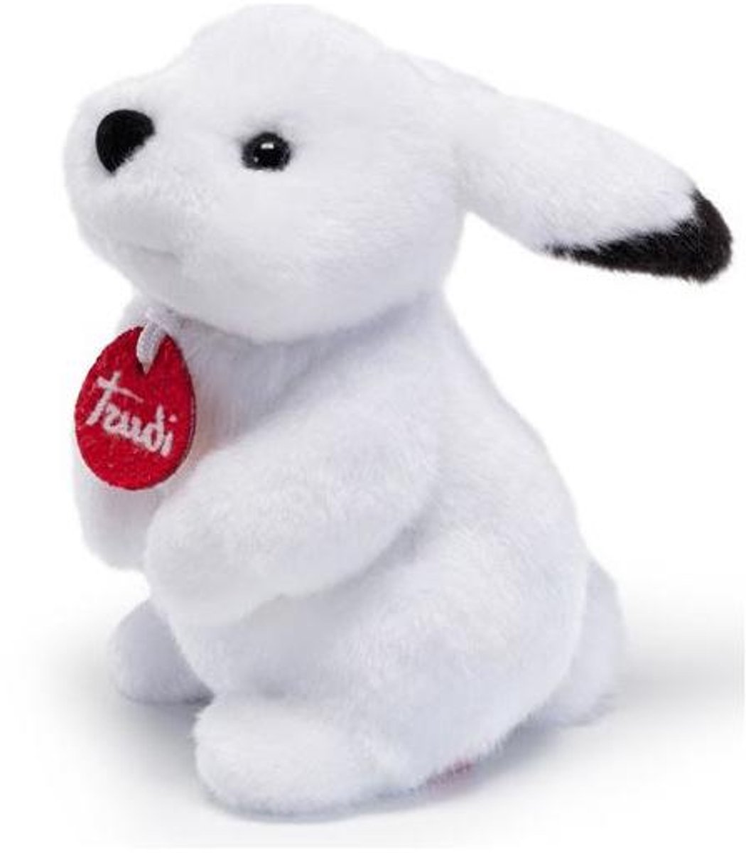 Trudi - Trudino Knuffel Sneeuwhaas Parco dello Stelvio 16 cm - Handgemaakt in Italie - Zacht pluche - Knuffeldier voor jongens en meisjes - Wit - 11x16x10 cm maat XS
