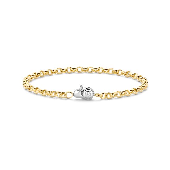 Bracelet à maillons dorés avec fermoir argenté.