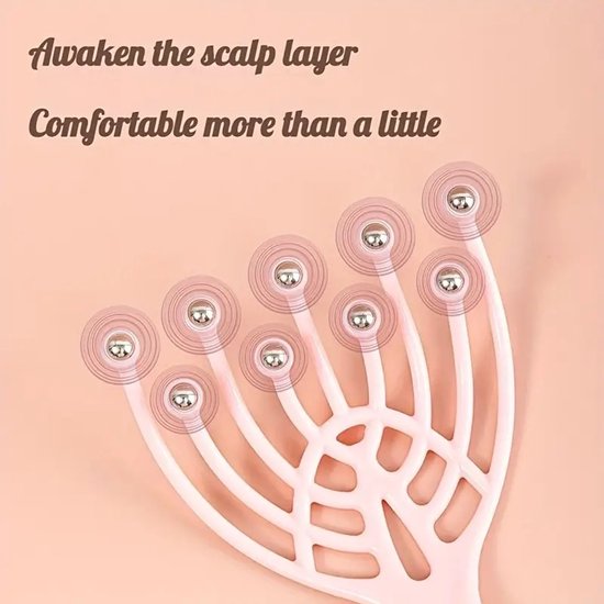 Masseur de cuir chevelu avec 9 boules de massage en métal | Massage de la tête rotatif | Masseur de cuir chevelu | Réduit le stress | Siliconen et acier inoxydable | Blauw