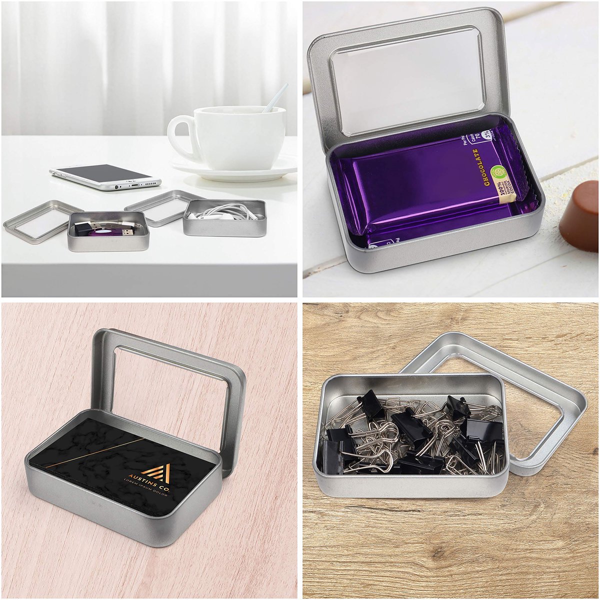 Goodma 12 stuks vierkante metalen lege blikken home opslag containers organizer mini doos met scharnierend deksel, 7 x 7 x 2 cm (zwart