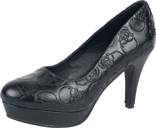 Rock Rebel by EMP Zwarte hoge hakken met all-over doodshoofdprint - Dames - EU40