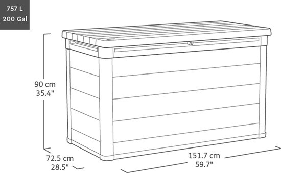 Keter Signature Opbergbox 757L - 151.7x72.5x90cm - Storm Grey