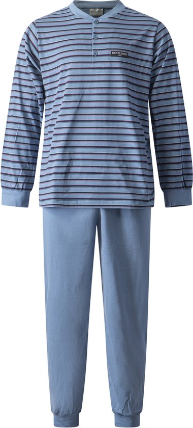 Gentlemen - heren pyjama 114237 - all season - knoophals - blauw - maat M