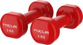 Focus Fitness - Vinyl Dumbbell - 2 x 3 kg - Rood
