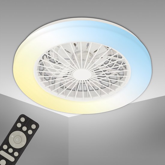 BRILONER - Ventilateur de plafond avec éclairage - Plafonnier LED avec ventilateur - dimmable - 5 vitesses - Ø48,5cm - blanc
