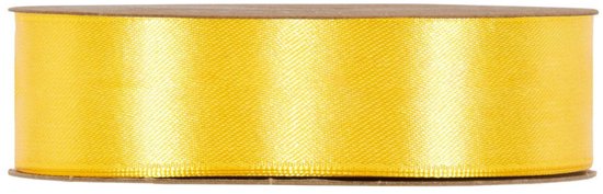Foto: Lint geel 50m x 25mm double satin classic dubbelzijdig luxe satijnen lint feestlint op rol satijn lint cadeaulint