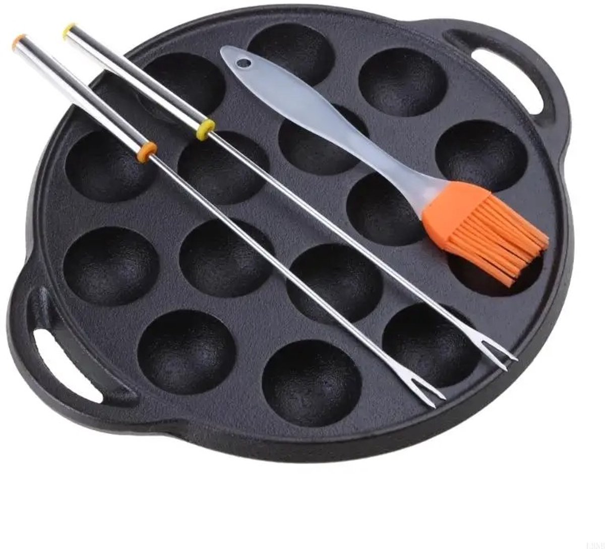 WiseGoods Premium Gietijzeren Poffertjespan - Voor 12 Poffertjes - Bakken - Koken - Inductie / Elektrisch - Gas - Poffertjes