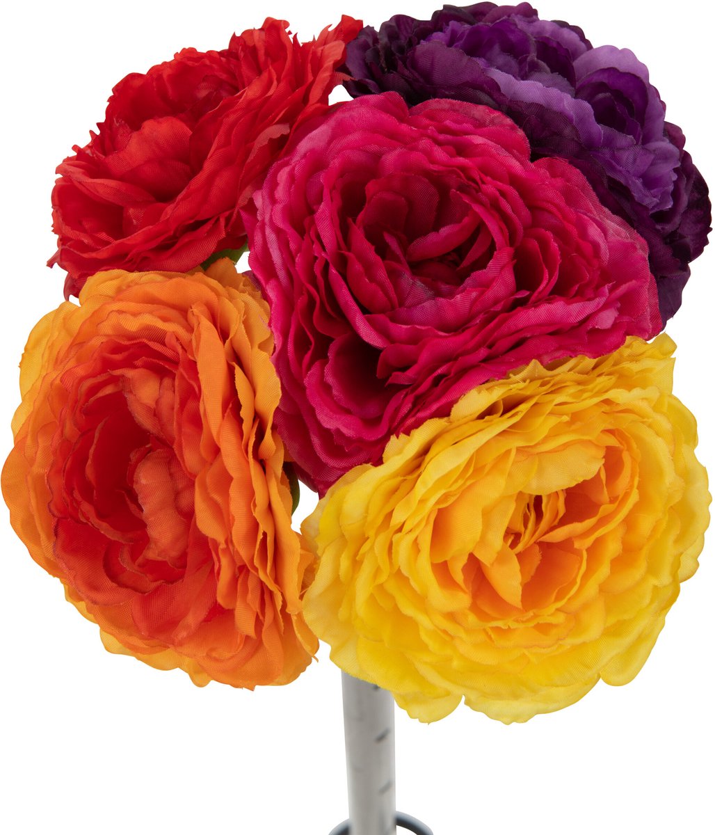 J-Line bloem Ranonkel Bundel - kunststof - mix Multi