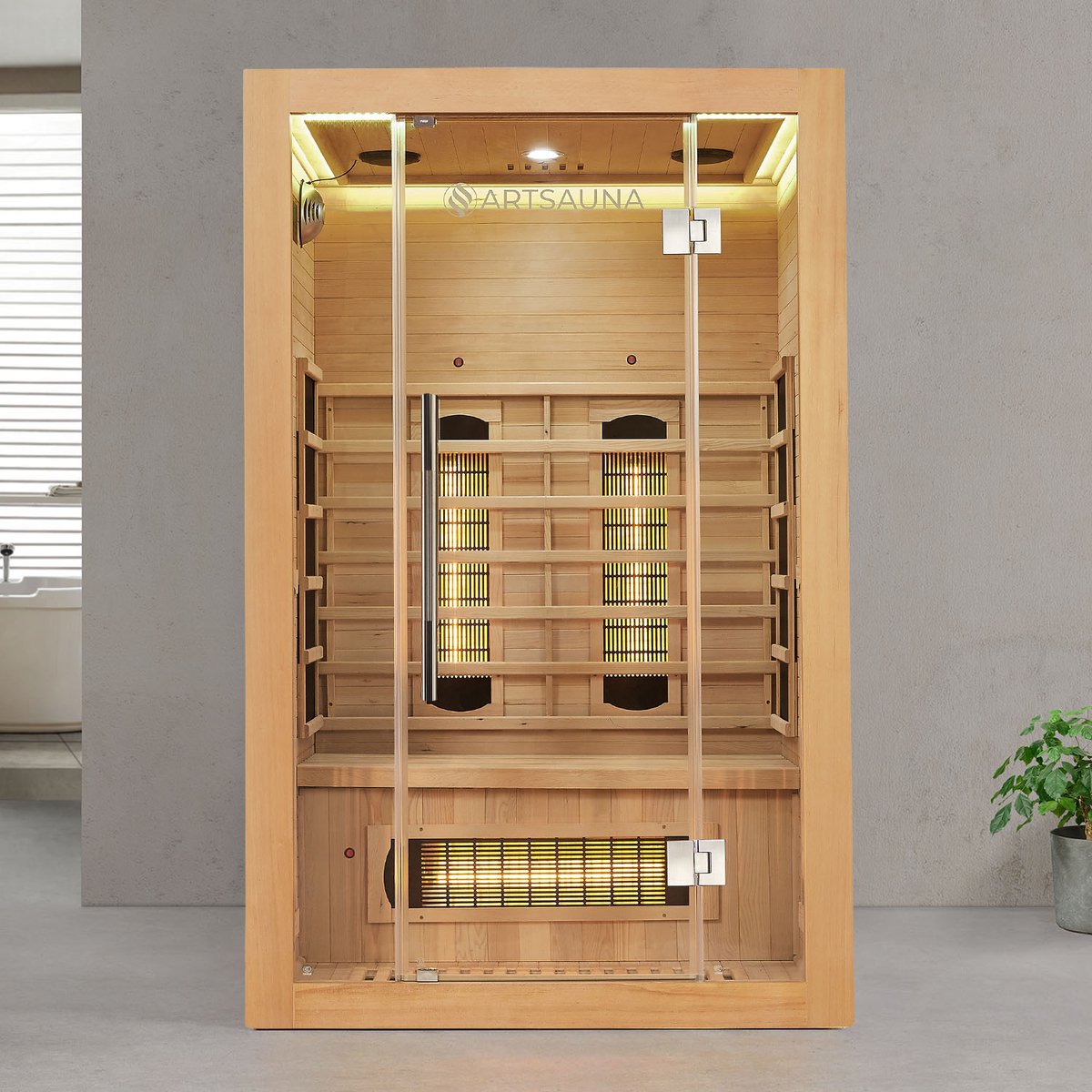 Infraroodcabine / Sauna Kiruna - 120x105x190 cm - Incl. LED & Bleutooth Radio thumbnail 5