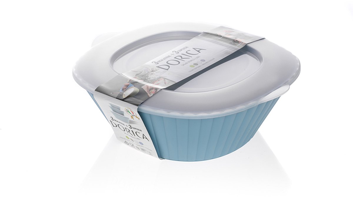 Saldeschalen 'Dorica' - Salade lunchbox - Saladekom - Magnetronbestendig - Mealprep - Licht Blauw