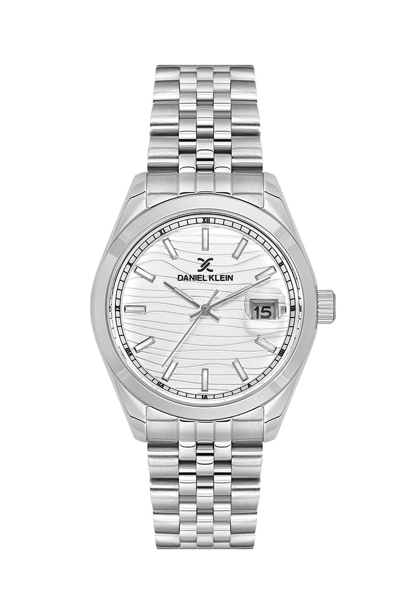 Daniel Klein DK.1.13883-1 - Horloge - Polshorloge - Analoog - Unisex - stalen band - Rond - Metaal - Datumaanduiding - Streepjes - Zilverkleurig - Wit
