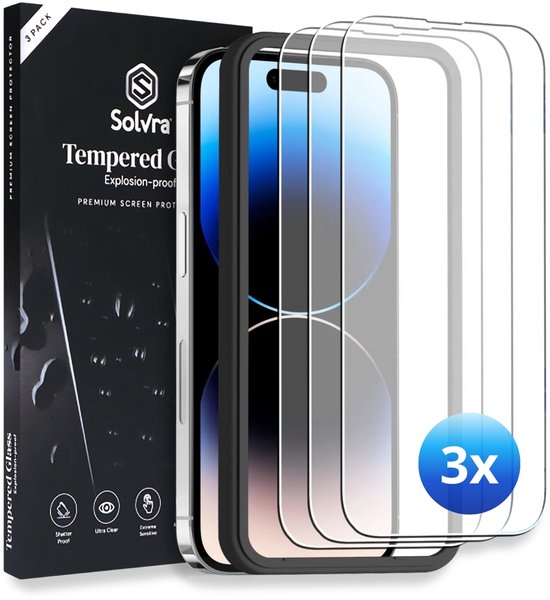 Protecteur d'écran adapté pour iPhone 16 Pro - Tempered Glass - Transparent et résistant aux rayures - Incl. Outil d'installation - 3 Protecteurs d'écran