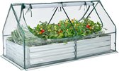 COSTWAY 3-in-1 broeikas met verhoogd bed, metalen plantenbak, pvc-folie, bloembed met twee ramen, rechthoekig broeibed voor bloemen, kruiden in de tuin, terras en balkon, zilver (180 x 90 x 91 cm)