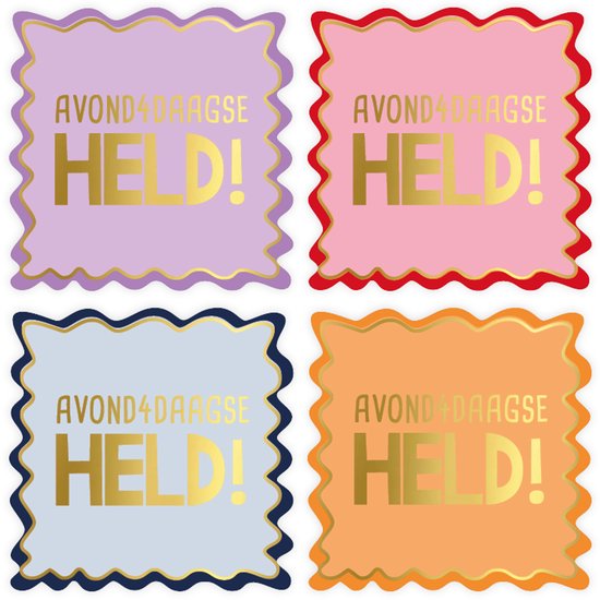 4 Stickers Avondvierdaagse - Held - wandelen - Cadeauversiering - Sluitsticker - SNQ Cadeau Verpakkingen