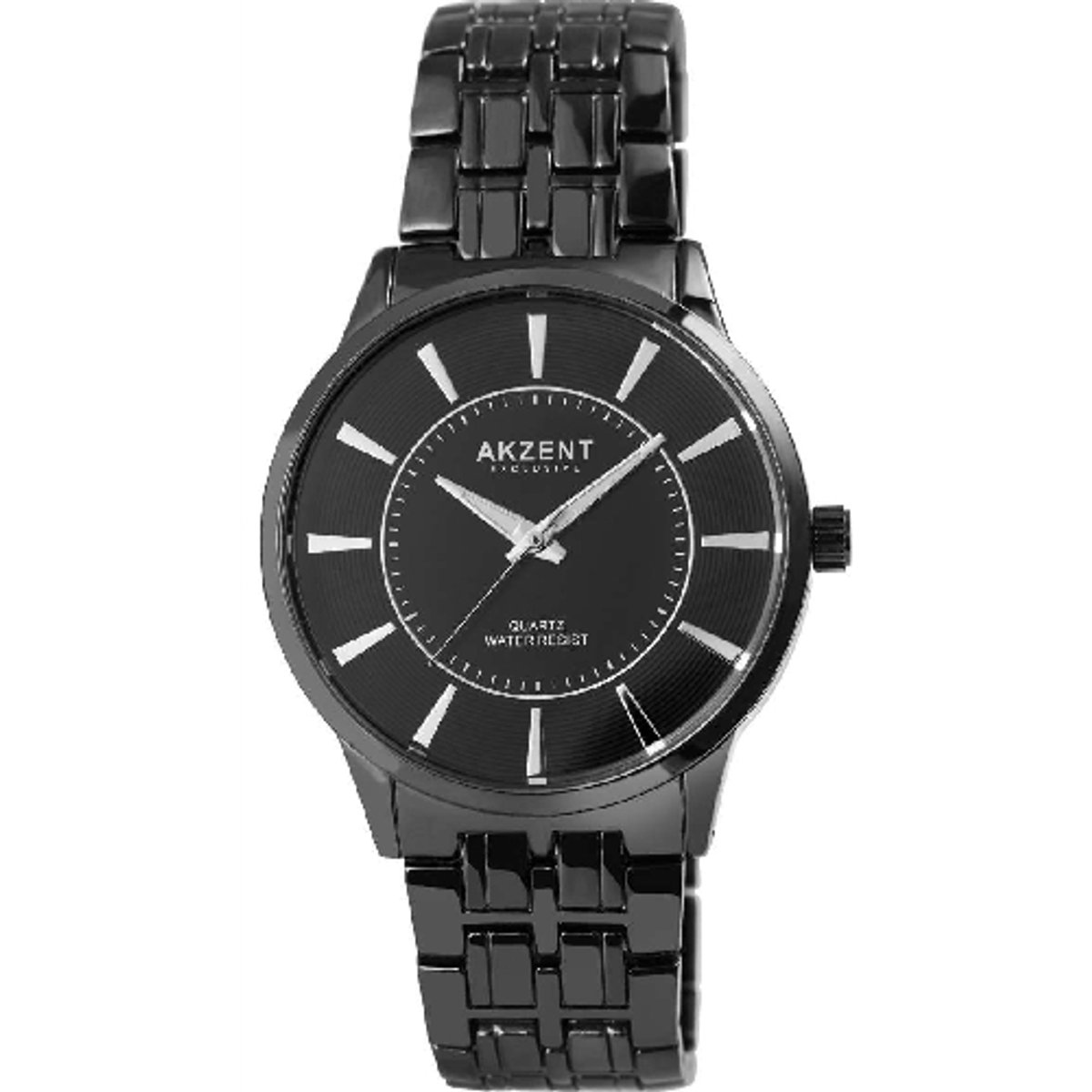 Akzent-Herenhorloge-model2800068-001-zwart-diameter 42mm-3 atm waterdicht-metalen schakelband
