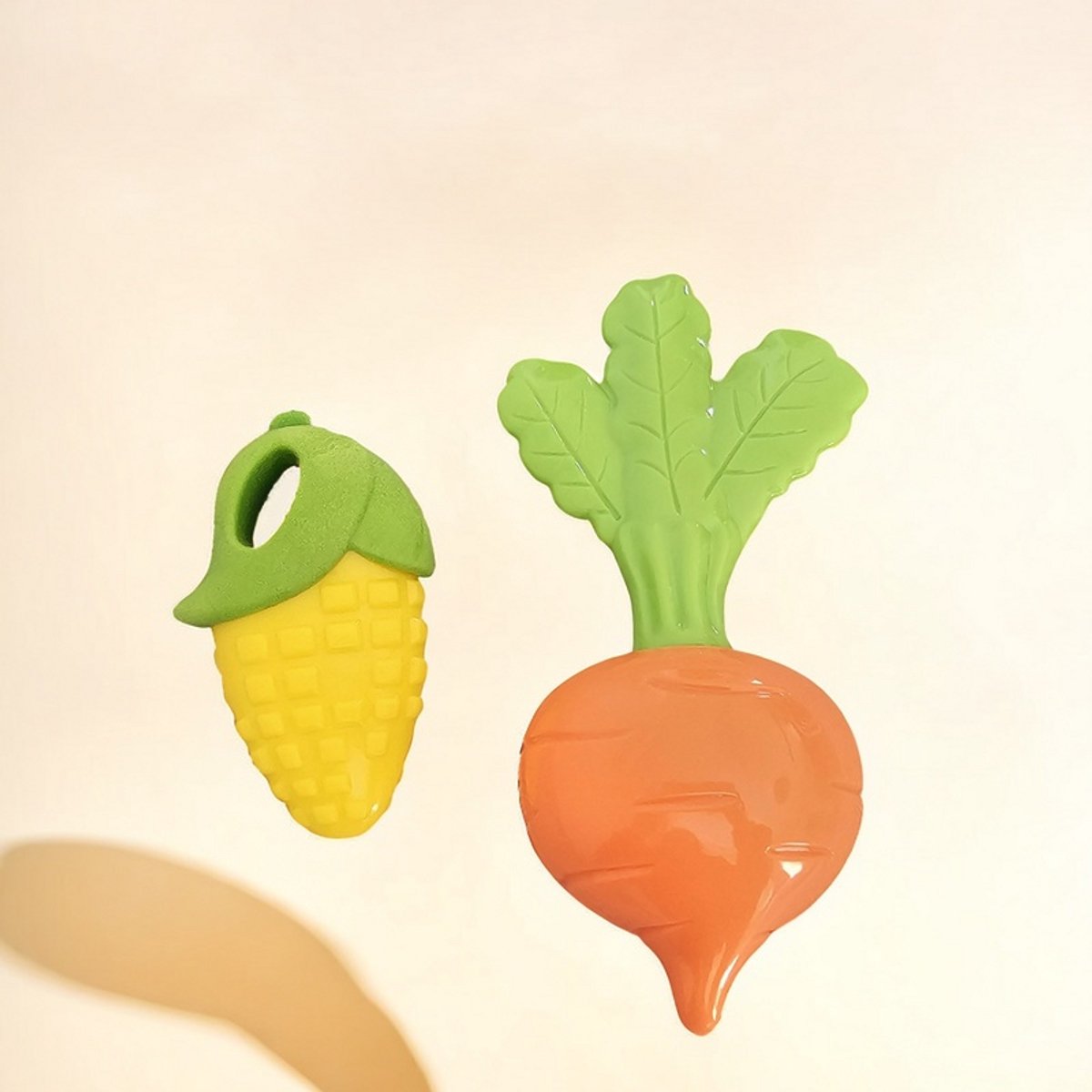 Loha-party®2 stuks TPR Bijtvaste Piepspeeltjes set--Kauwspeelgoed Met gluid-Maïs en Grote wortel-Realistische Groenten-Kauwspeelgoed voor Honden