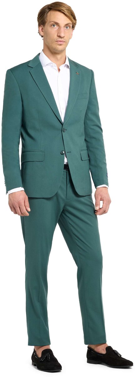 OppoSuits Daily Posy Green - Casual Heren Pak - Kostuum - Inclusief Blazer en Pantalon - Maat EU 46