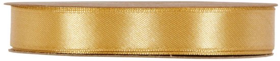 Lint - Goud - 50m x 15mm | Double Satin Classic | Dubbelzijdig Luxe Satijnen Lint | Feestlint op rol | Satijn Lint | Cadeaulint