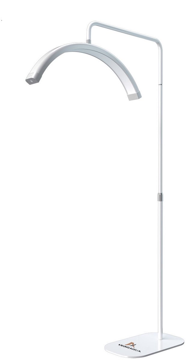 Abundancia® - Deluxe LED Moon Light - Behandellamp - 360° Rotatie - Salonlamp - Halve Maan Lamp - Beauty lamp - Incl. smartphonehouder - Beauty - Tattoo - Massage - Nagelstyliste - Make-up - Verlichting - Grootste variant! - Wit