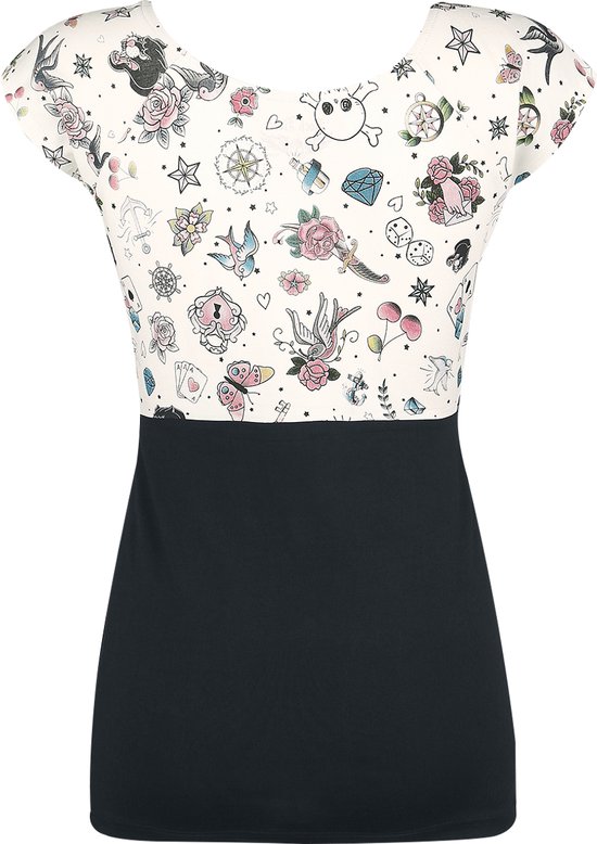 T-shirt Rock Rebel by EMP Zwart et blanc avec imprimé femme - XXL