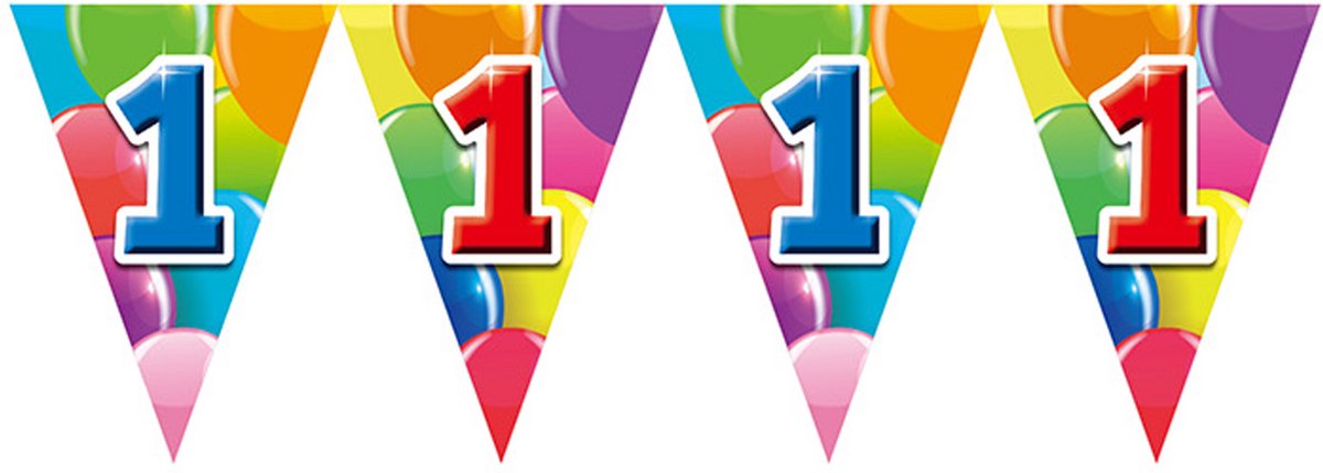 12x Vlaggenlijn 1 jaar 10 meter dubbelzijdig bedrukt - Verjaardag Feestje Vlag Vlaggen Versiering Slinger Feestdecoratie Decoratie